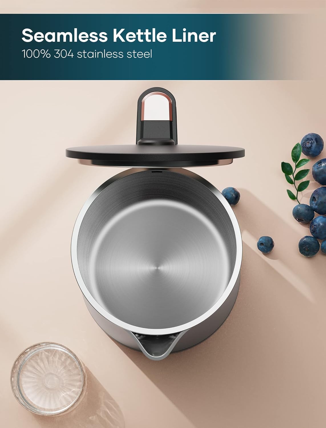 Electric Tea Kettle, INTASTING Double Wall Electric Kettle with Seamless Stainless Steel Inner, 1500W Fast Heating, 1.5L Hot Water Boiler, Auto Shut-Off & Boil Dry Protection, BPA-Free, LED Indicator (Matte Black) : Automotive