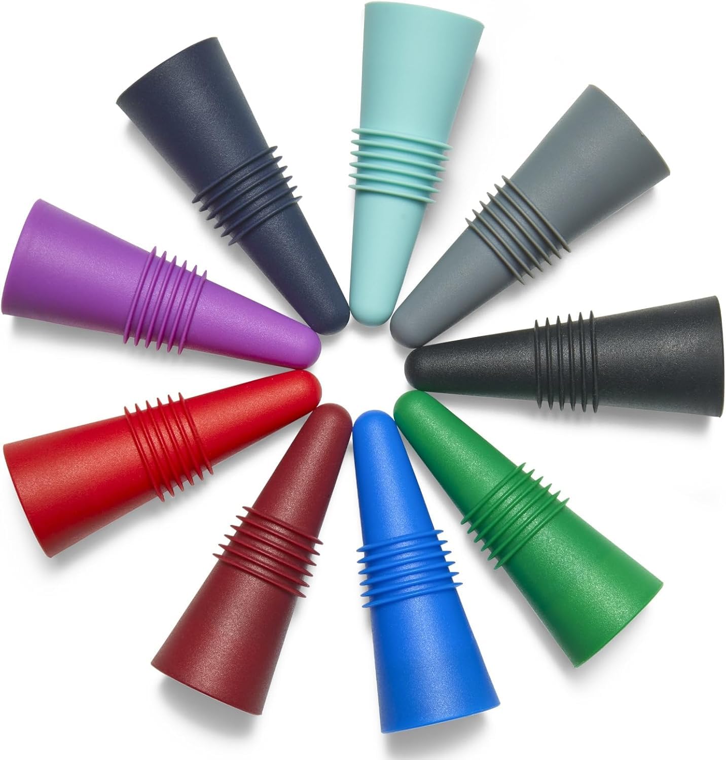 Lot De 4 Bouchons De Vin Multicolores En Silicone Avec Dessus En