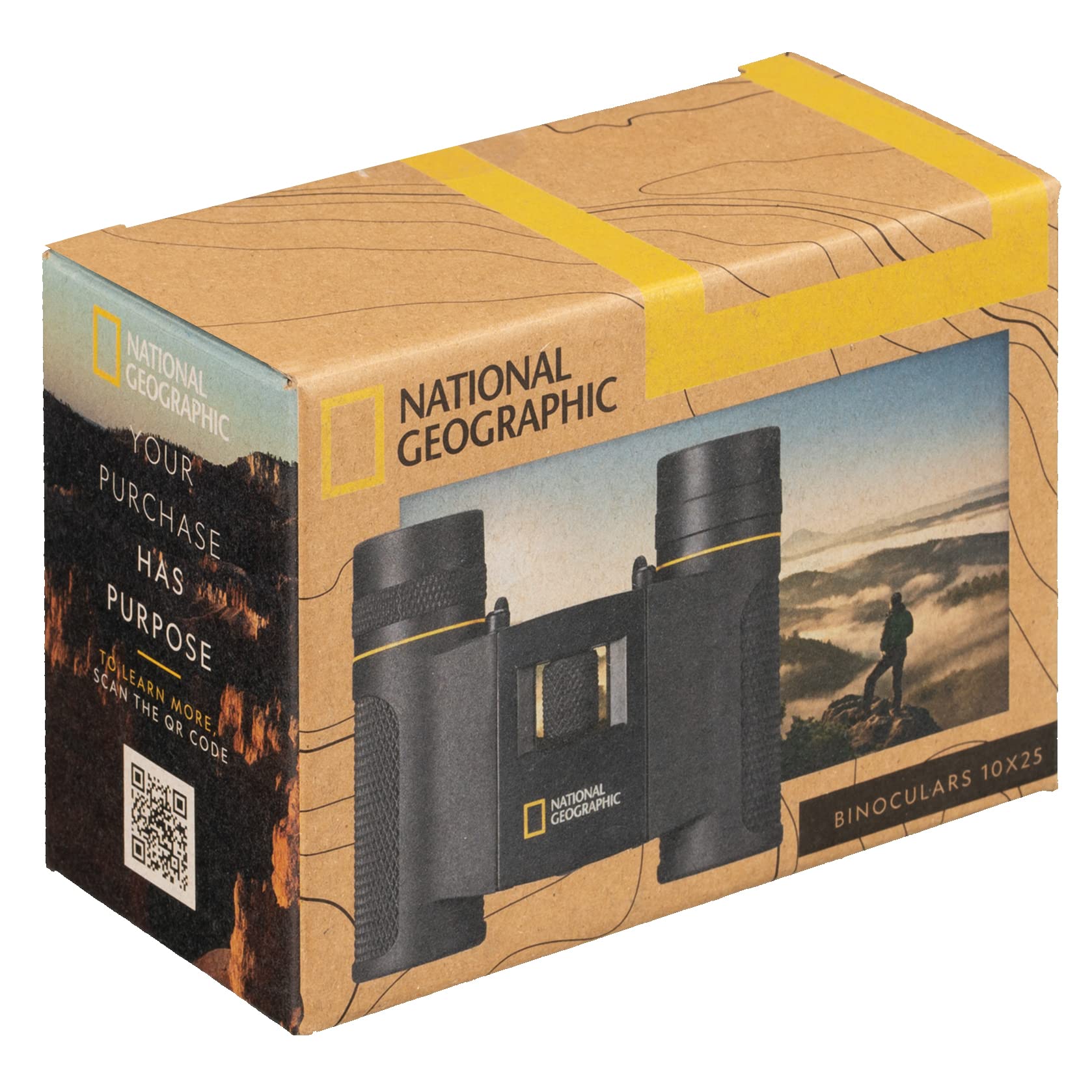 National Geographic Jumelles de Poche 10 x 25 cm avec œilletons Pliables pour porteurs de Lunettes, Caoutchouc, Traitement Complet, Fonction Pliable et Sac de Transport