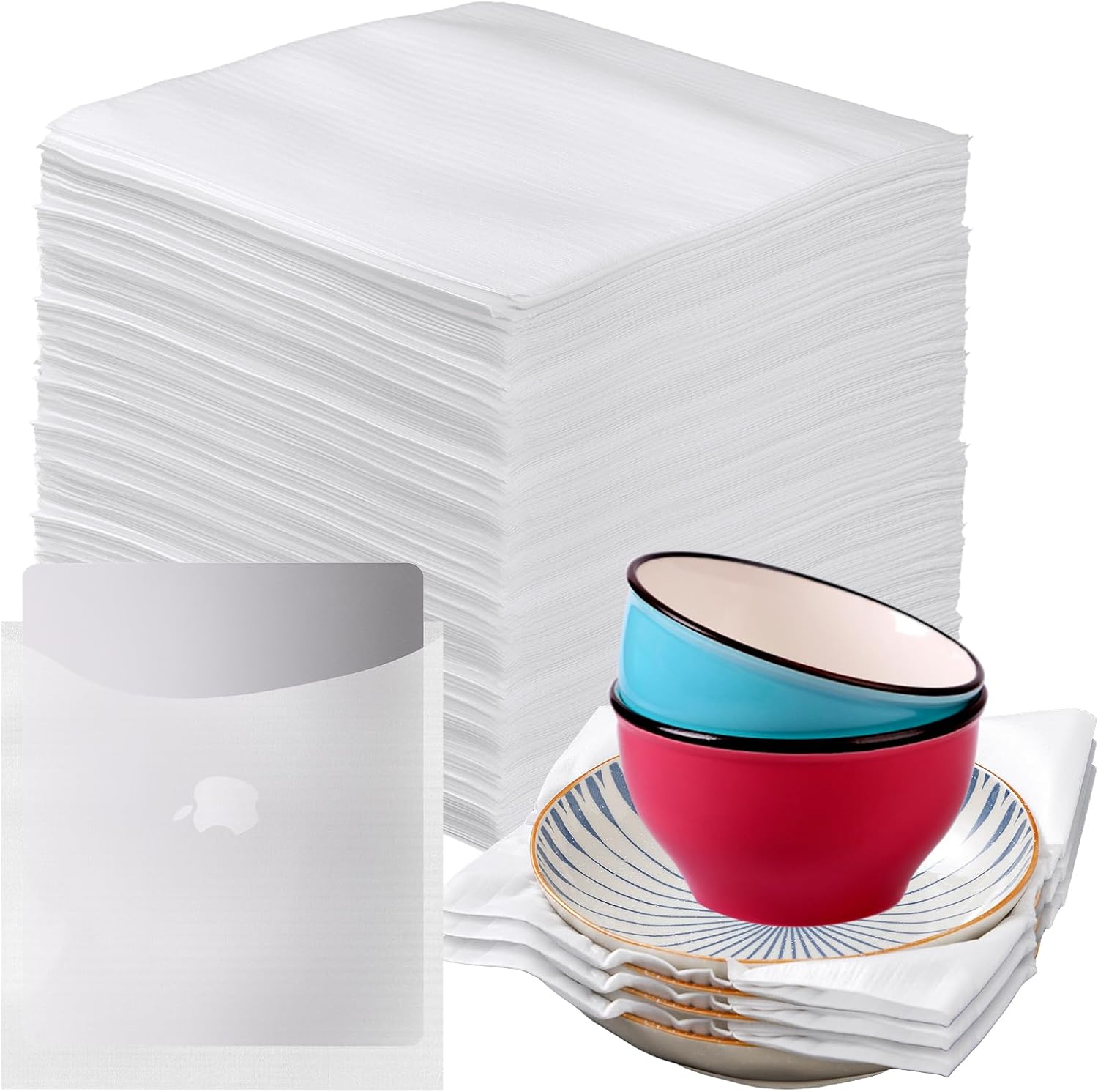 100 Pack Dish Packing Supplies for Moving, 12x12 Inch Cushion Foam Pouch for Fragile Items, Large Foam Pouches Protecting Mugs, Cups, Glass Frames,China and dishes, Moving Supplies for Dishes