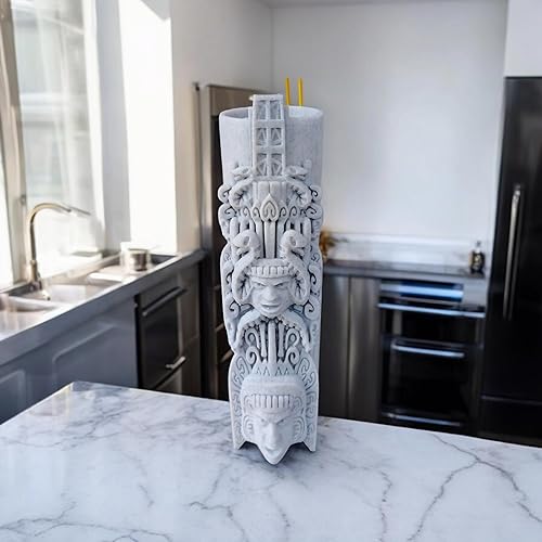 Soportes para incienso de tótem azteca (blanco mármol)