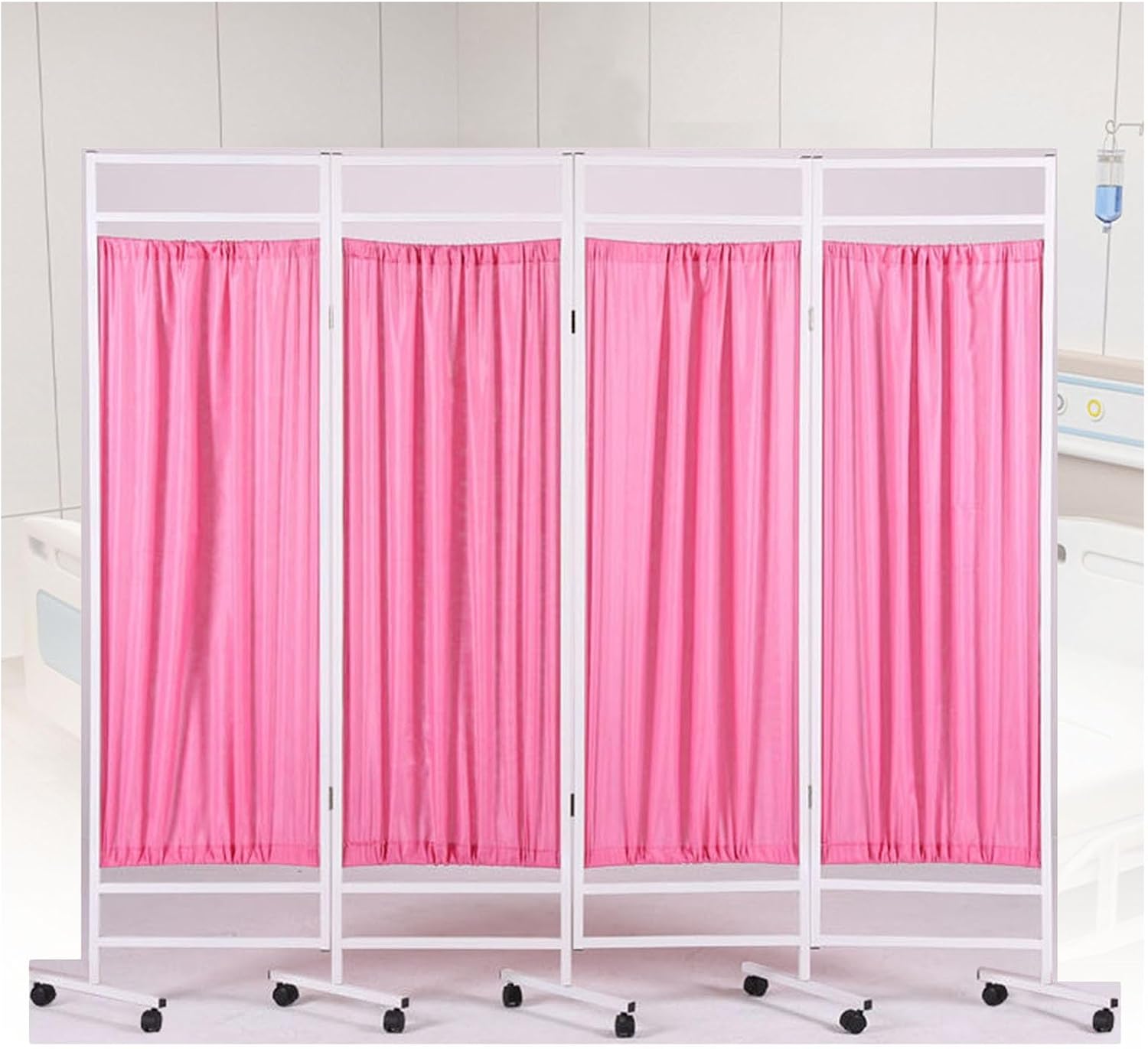Mobile Medical Privacy Screen,6ft Folding Privacy Screen,3 4 5 6 7 8 Panels Portable Room Divider with Wheels for Beauty Salons Clinic Doctor's Office (A 4)