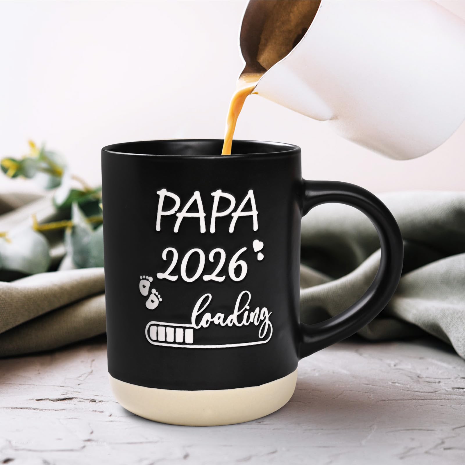 Diztoud Mok met spreuk Papa 2026 Loading, cadeau-ideeën voor aanstaande vaders, vadercadeau Kerstmis, vaderdag, verjaardag, kerstcadeaus voor papa, 325ml keramische koffiemok, blauw
