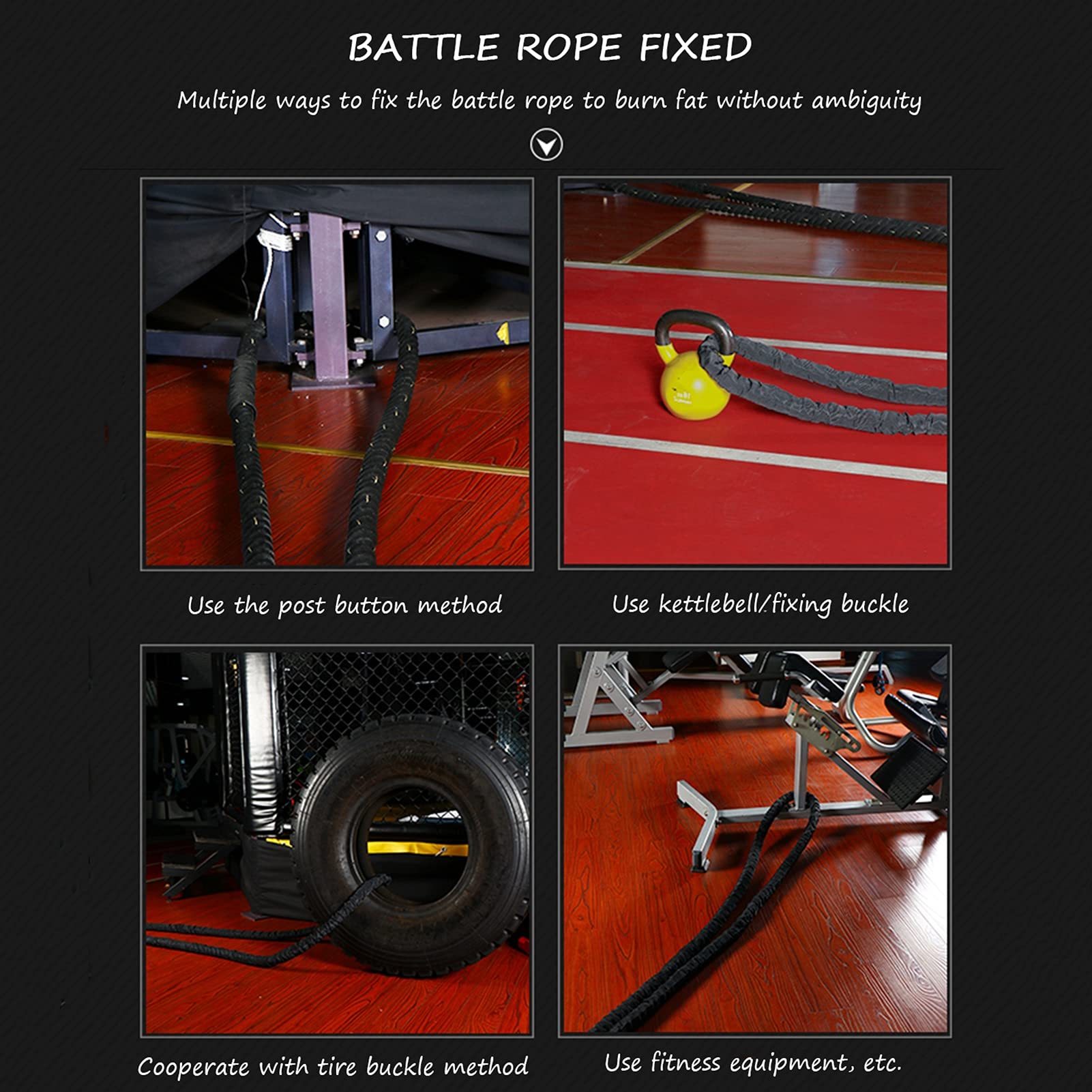 Battle Rope, 25mm Durchmesser Poly Dacron Gewichtetes Springseil, Fitness Workout Slam Seile für Damen Und Anfänger (Size : 15m)