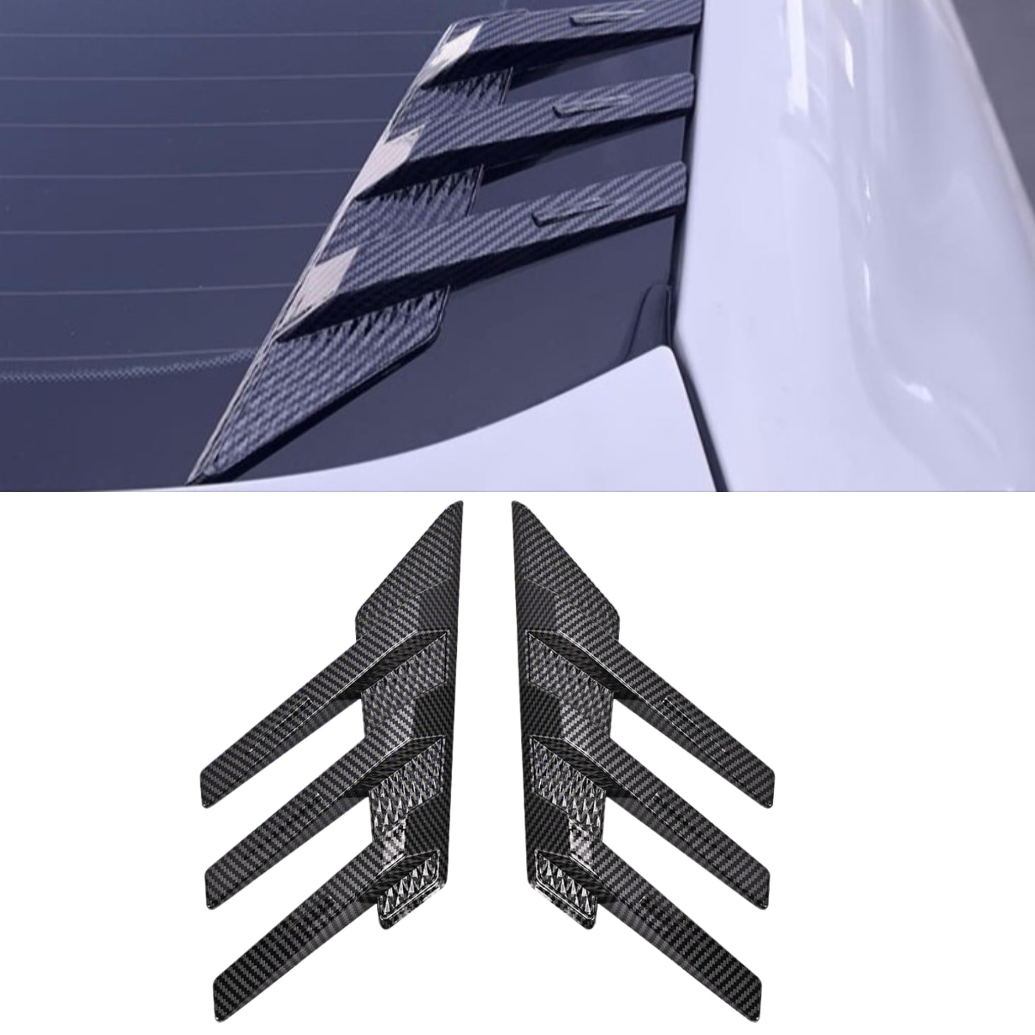 QIZUN Rear Window Spoiler for Leapmotor C10 2024-2025 Side Quarter Panel Louver Trim Air Deflector Aerodynamic Sporty Look 2 Pcs,Carbon Fiber Black