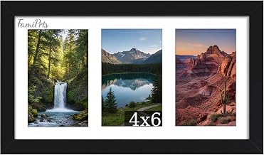 8x16 Collage Picture Frame, 4x6 Photo Frames Multiple Pictures, Displays Three 4x6 inch Photos, or One 8x16 Photos (Without Mat) Wall Decor Wall Hanging or Tabletop, Black