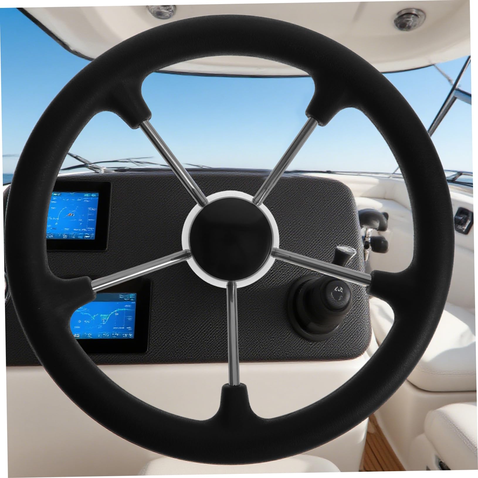 Mipcase Volante Per Barca in Acciaio Inossidabile Da Sostituzione Del Volante Marino Per Sistemi Di Sterzo Di Bass Boat e Yacht