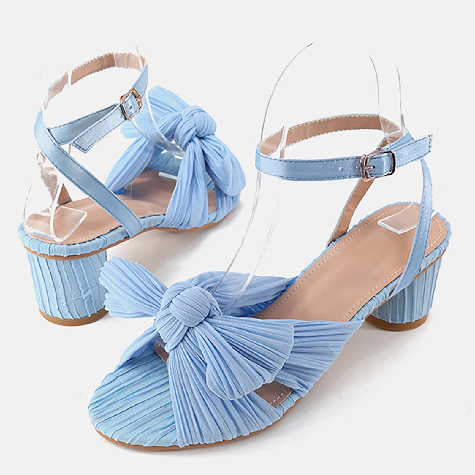 Generico Sandali A Con Fiocco In Raso Con Tacco Spesso Estivo Da Donna Scarpe Ragazza Eleganti