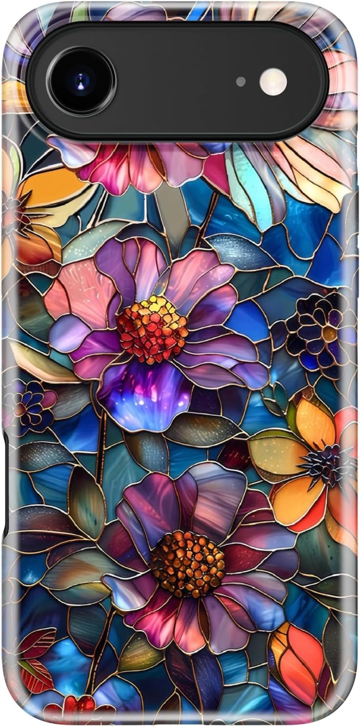 for iPhone Air Case, Wireless Charging Compatible,Dual-Layer Protection with Cute Wildflower Design, Soft Silicone + Hard Shell, Chic Phone Cover for iPhone 17 Air - Vibrant Defined Blossoms