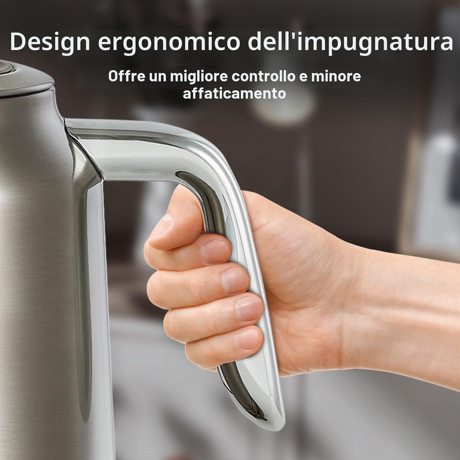 DmofwHi Bollitore Elettrico Inox 1,7L - Teiera Retrò con Termometro e Indicatore di Temperatura - Spegnimento Auto & Protezione Ebollizione Secca - Per Caffè, Tè e Famiglia (Cromo)