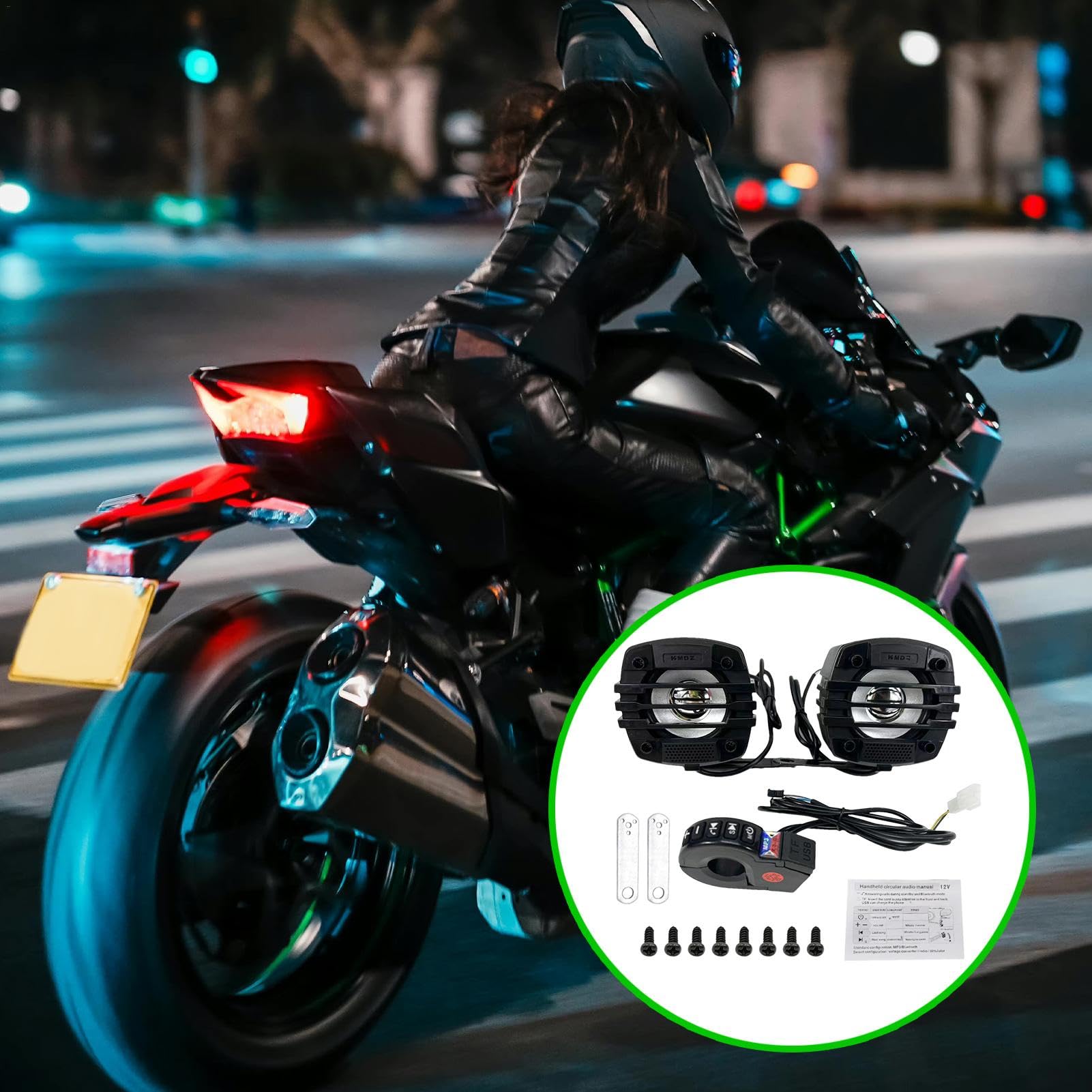 Motocyklowy system stereo, głośniki do montażu na kierownicy, dźwięk HiFi