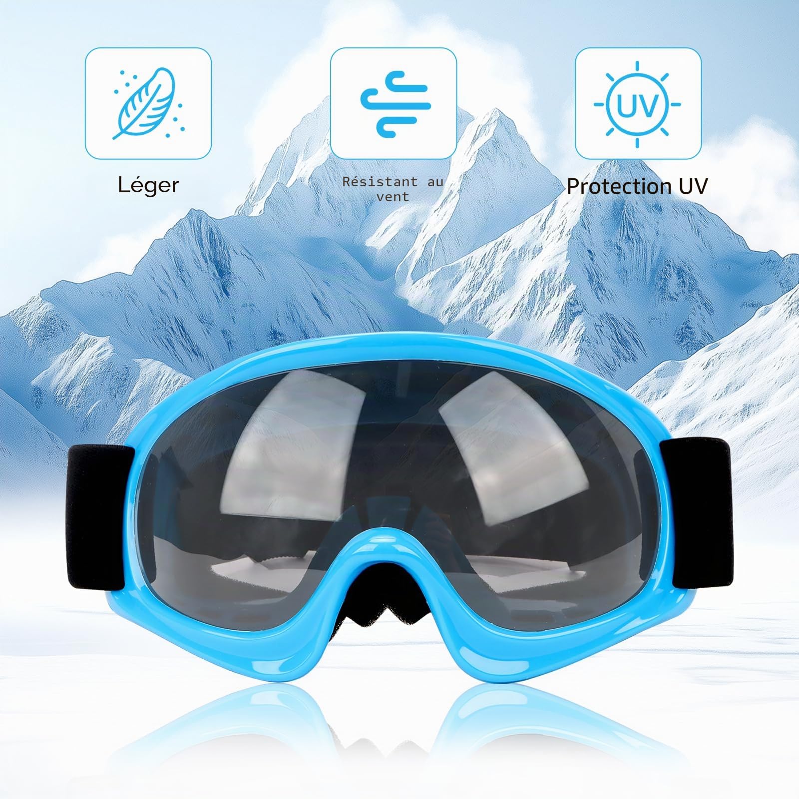 Lunettes de ski pour enfants de 3 à 14 ans - Anti-buée - Pour garçons et filles - Protection UV - Anti-buée - Pour ski, moto, vélo, patinage