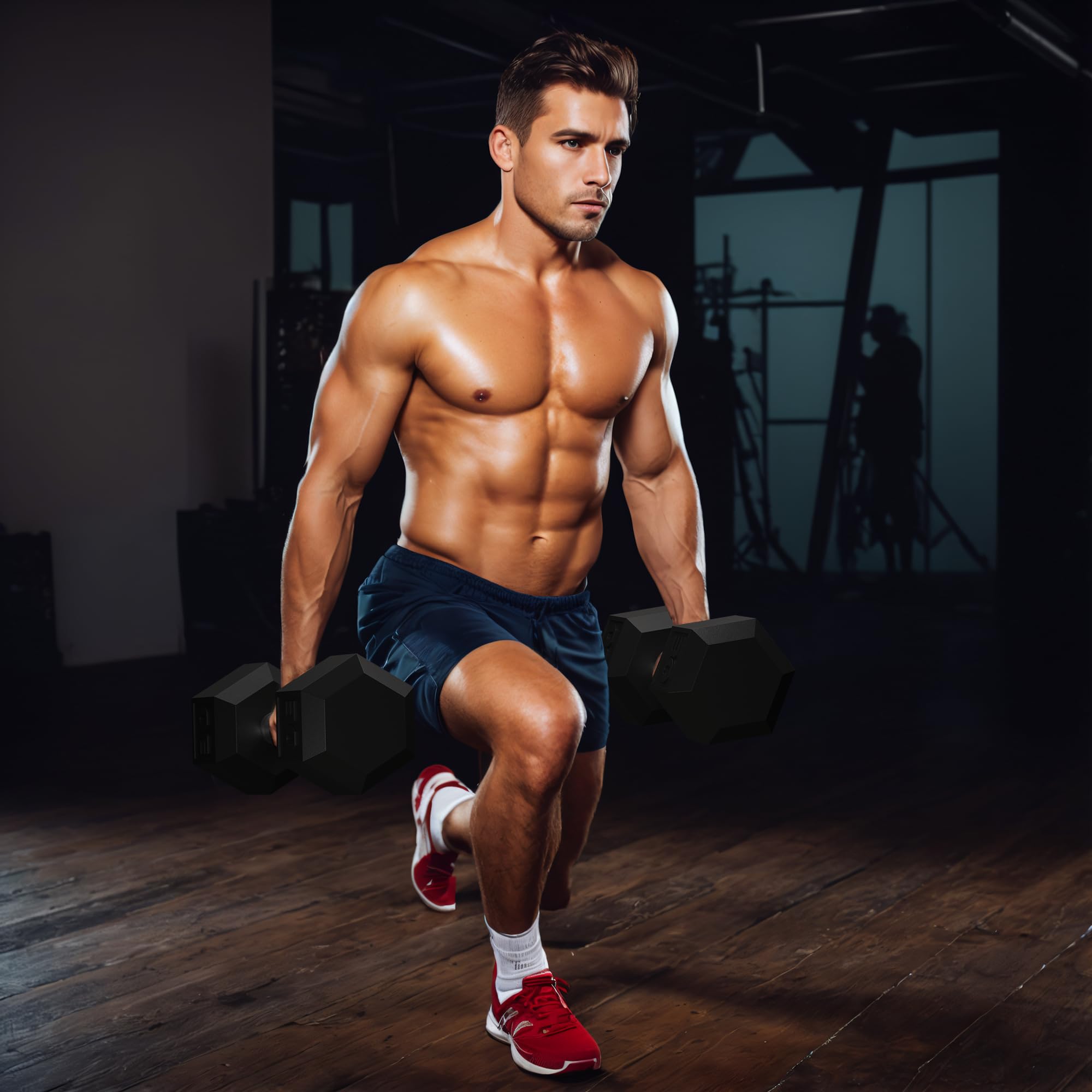 GRETERST Zestaw hantli powlekane gumą sześciokątne obciążniki do rąk ćwiczenia i fitness do domowej siłowni treningów siłowych sprzęt do treningu siłowego, czarny, 5,4 kg