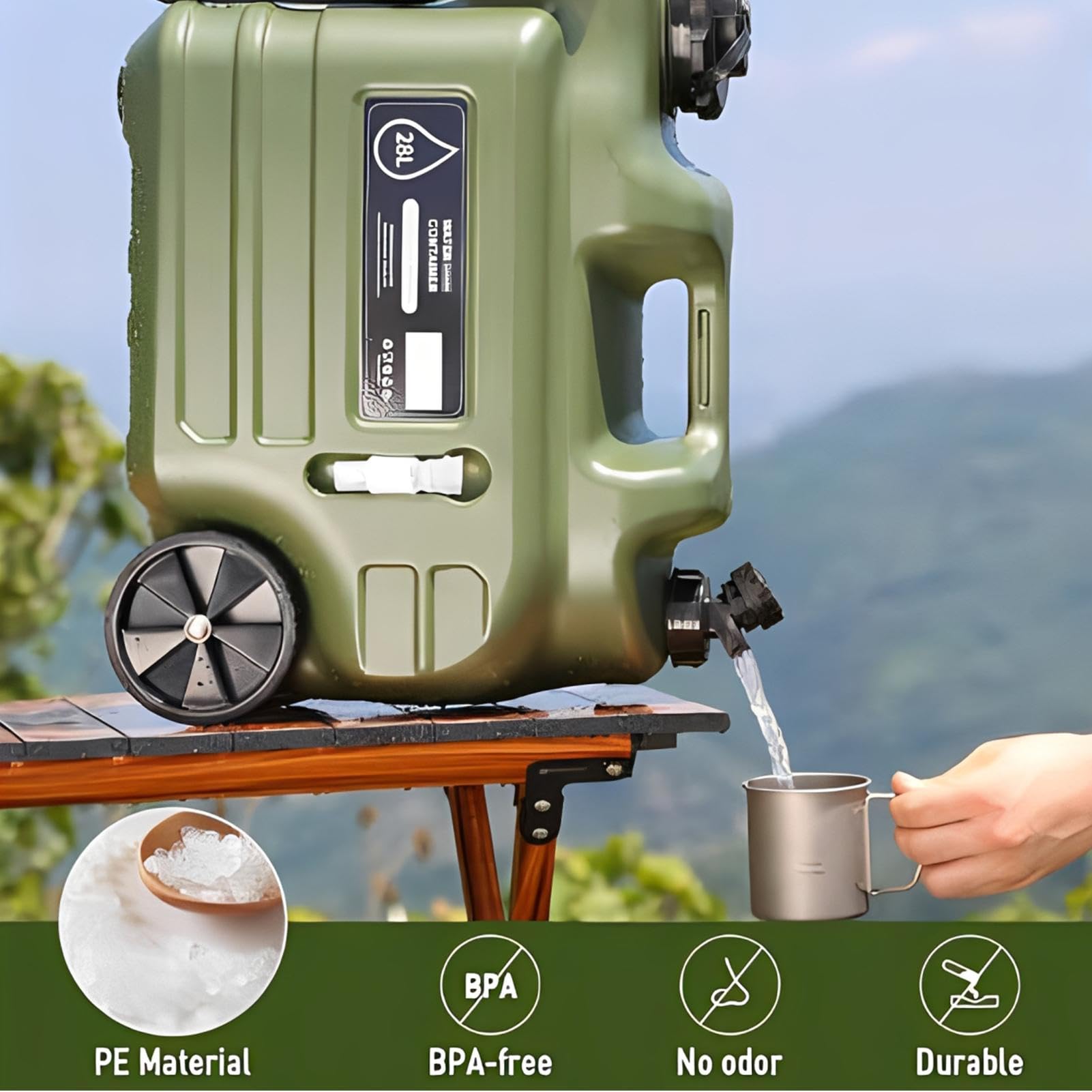 Camping Wasserkanister 28L tragbarer auslaufsicherer Tank mit Zapfhahn | Camp Wasserkanister für Notfälle, Picknick, Auto, Wandern, Survival, Sturm, Wohnmobil,