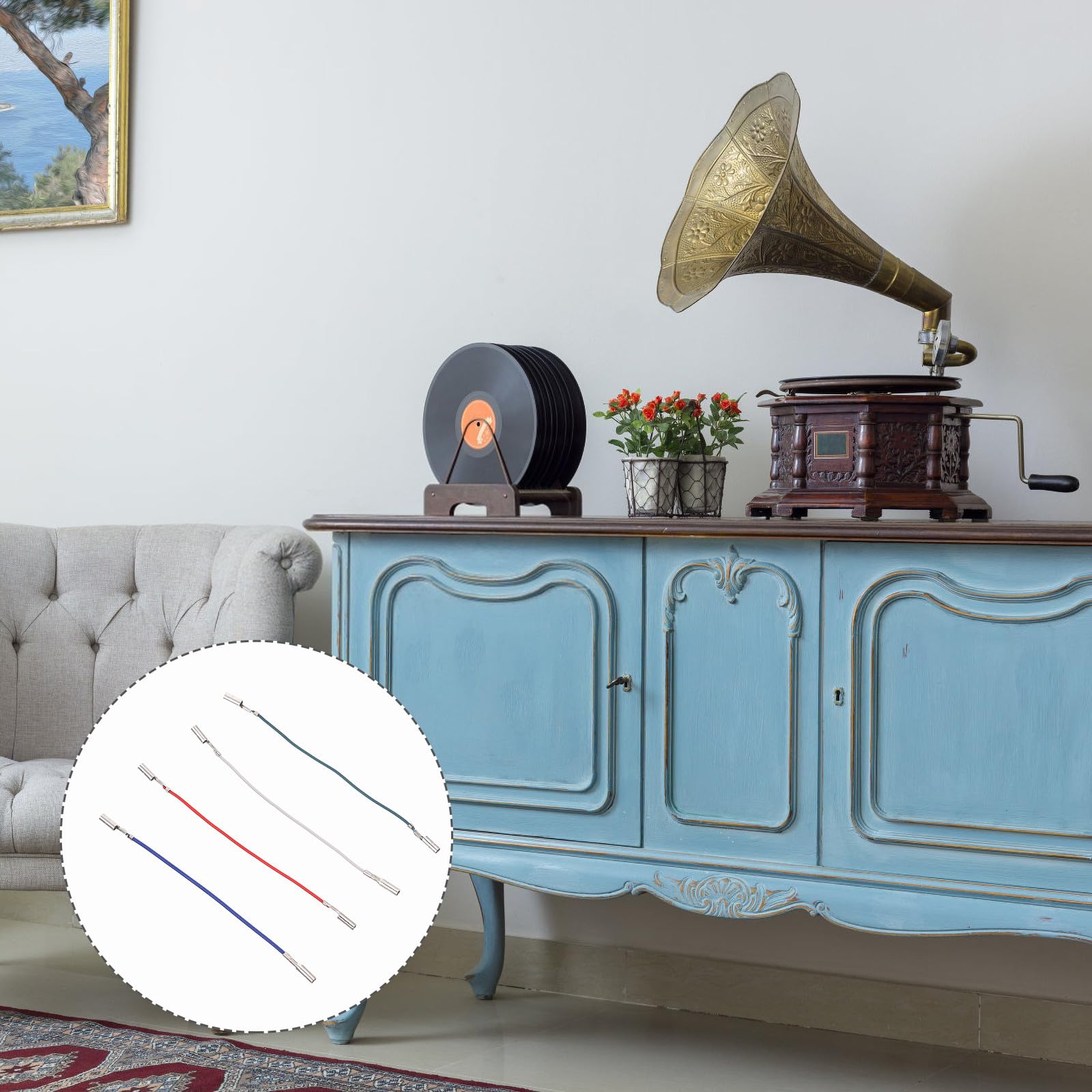 Artibetter Câbles de Tourne-Disque Faciles à Installer et Sûrs à Utiliser Pratiques en Plastique 4pcs Accessoires Indispensables Couleur Aléatoire pour Turntable pour Platine Vinyle
