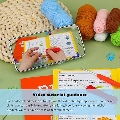 Miniatura 3 de FOSZMAC Kit de ganchillo para principiantes, kit de inicio de ganchillo de flores de elefante y conejo con hilo, ganchos, accesorios completos paso