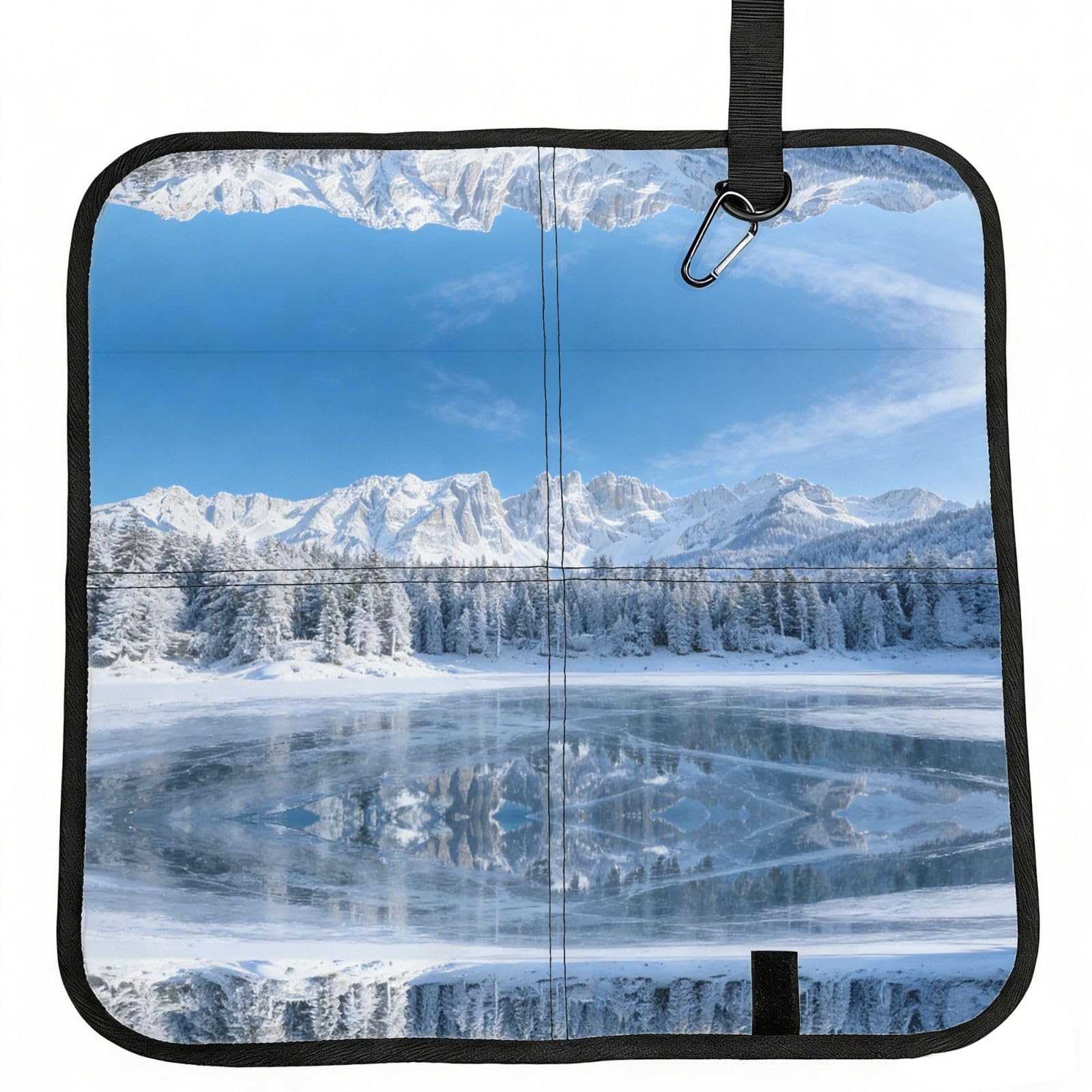 DUYIOKH Frozen Lake & Snow Peaks Print Foldable Portable Seat Cushion for World Cup Games, Camping and Outdoor Activities