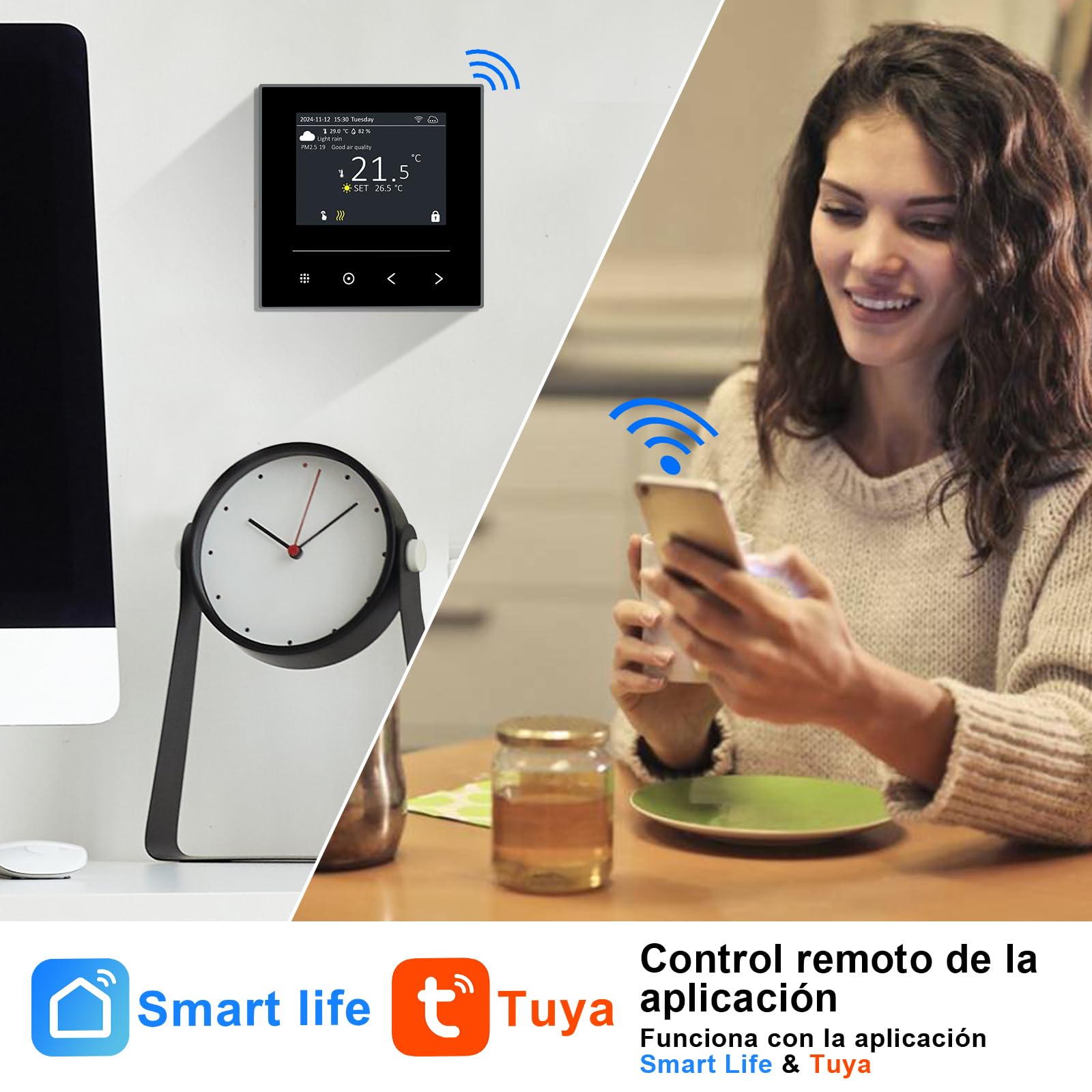 KETOTEK Termostato WiFi 3A para calefacción de agua y caldera de gas, termostato programable inteligente compatible con Alexa, Smart Life/Tuya App