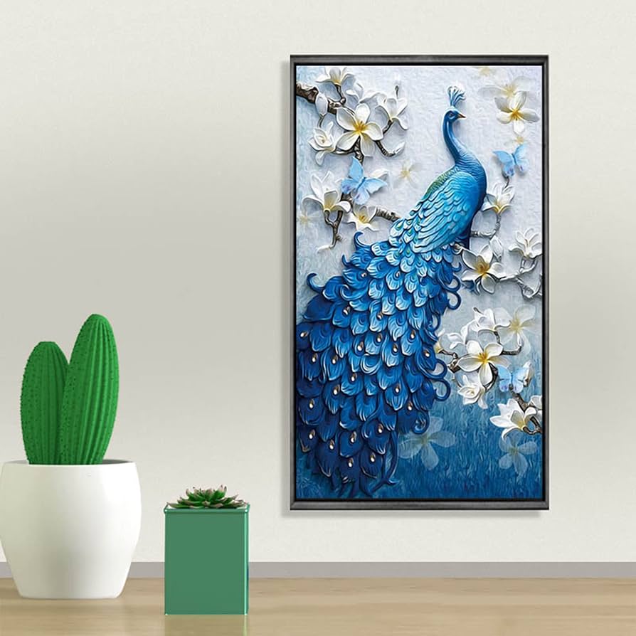 Amazon | ダイヤモンド アート カラー ビーズ 絵画 青い 孔雀 柄