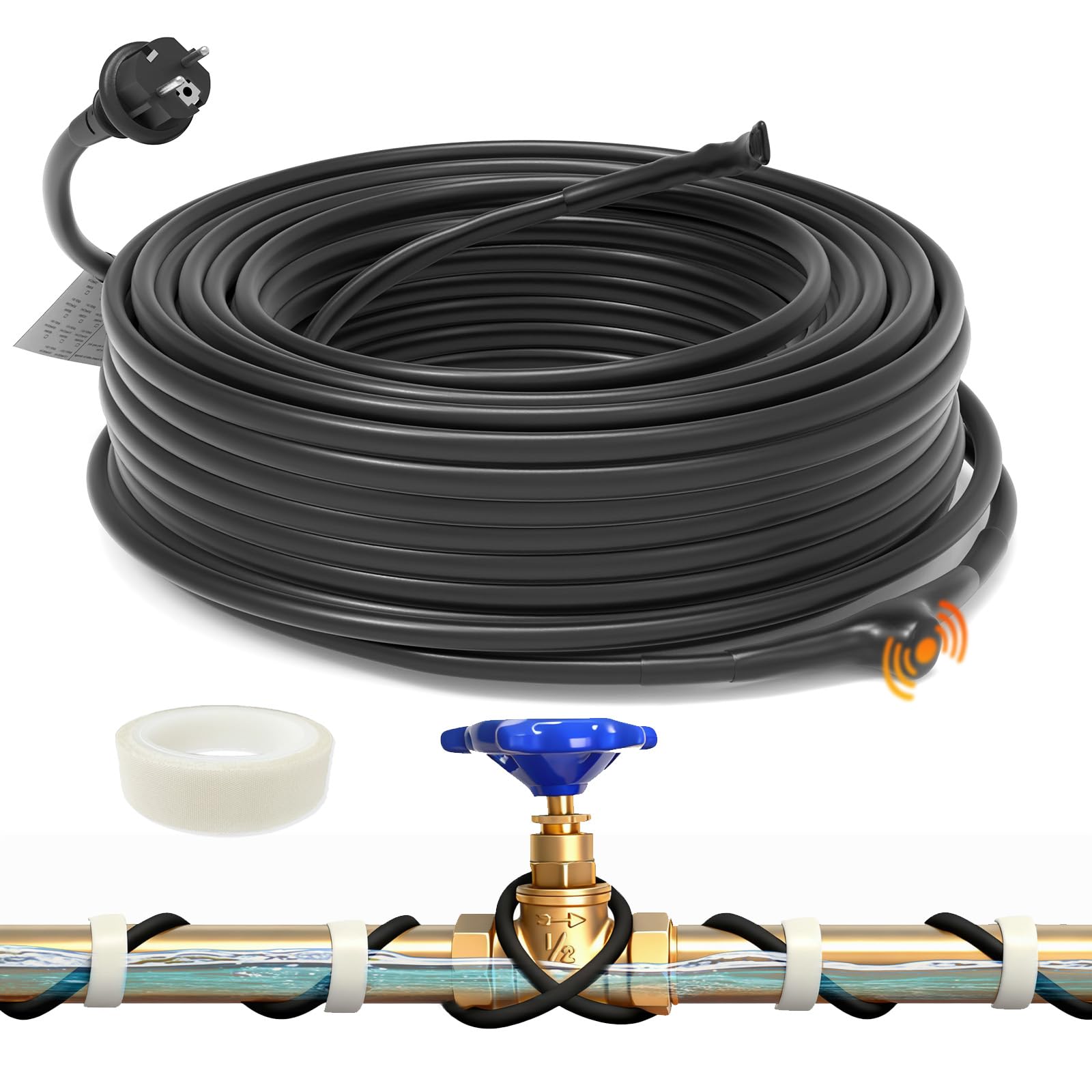 HEATIT JHSF 36m preassemblato Cavo di Riscaldamento autoregolante per Tubi con termostato