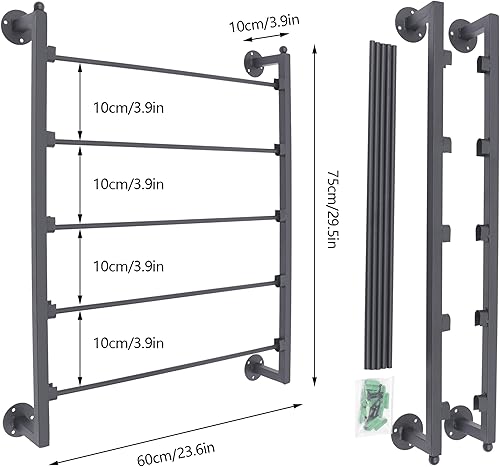 Miniatura 6 de Estante de 5 niveles para corbatas y bufandas, soporte organizador de cinta montado en la pared para envolver papel bufanda, cinturón de corbata,