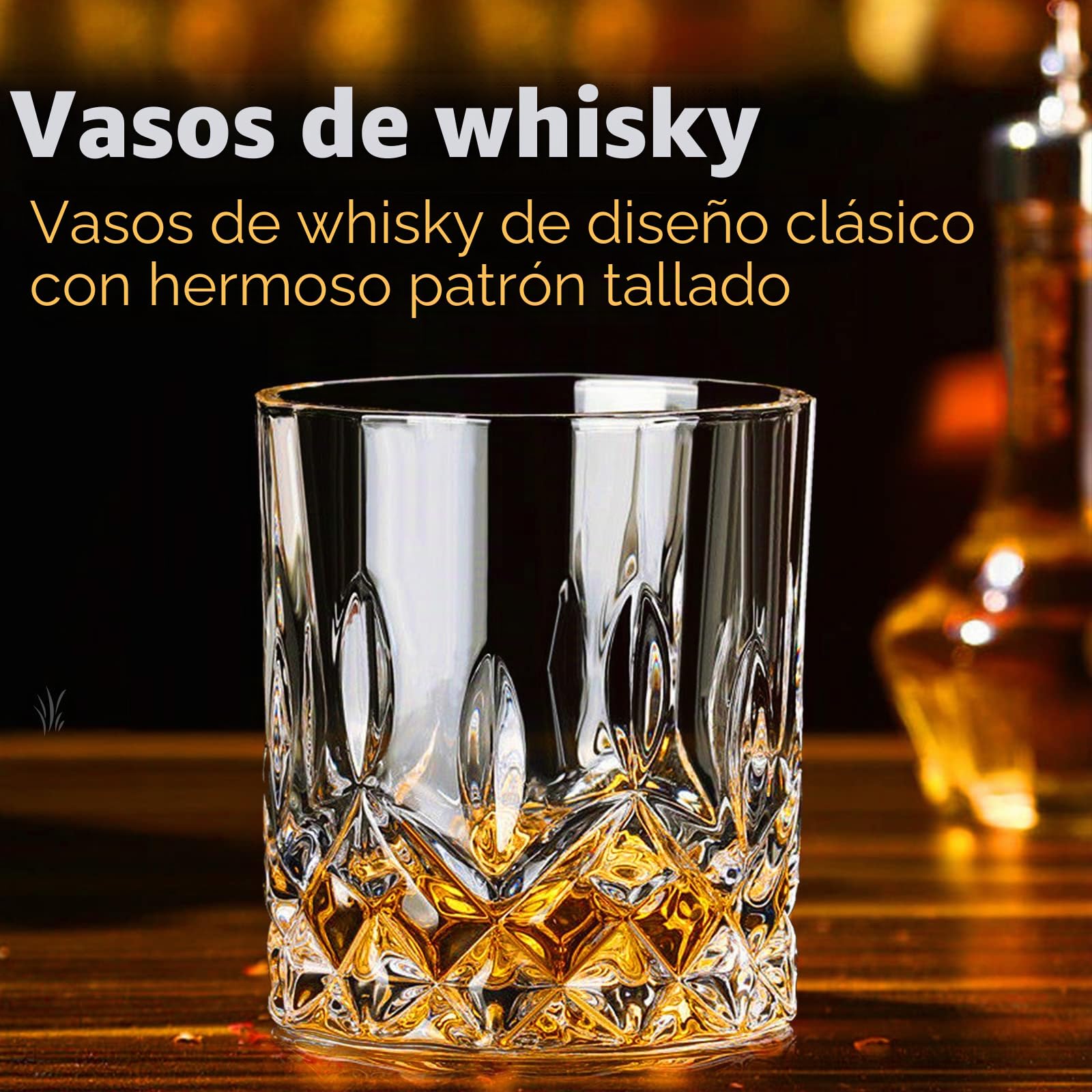 SuproBarware Juego de 6 vasos de whisky vintage de 300 ml, vasos de clear para beber whisky bourbon, brandy, ron, cóctel, hogar, bar, fiesta