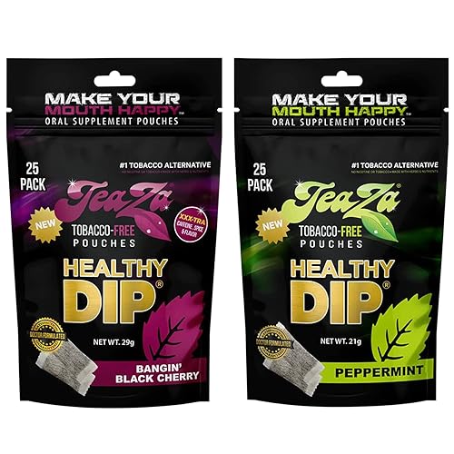 TeaZa Herbal Energy Pouch - Alternativa al tabaco Paquete de bolsas de 2 x 25 1 menta y 1 cereza negra Bangin'