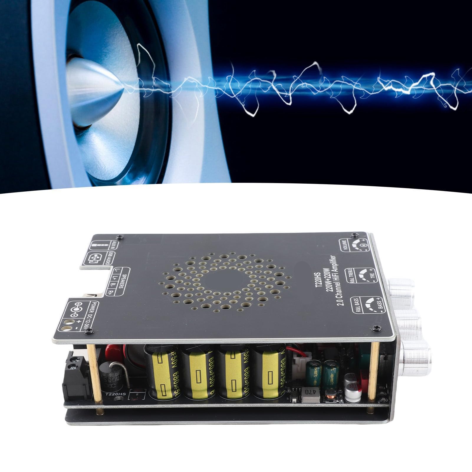 KUIDAMOS T220HS Płyta Wzmacniacza Mocy Bluetooth Wysoka wydajność 220W Stereo Wzmacniacz HiFi do Domowego Sprzętu Odtwarzanie Muzyki z Komputera DC 12-36V