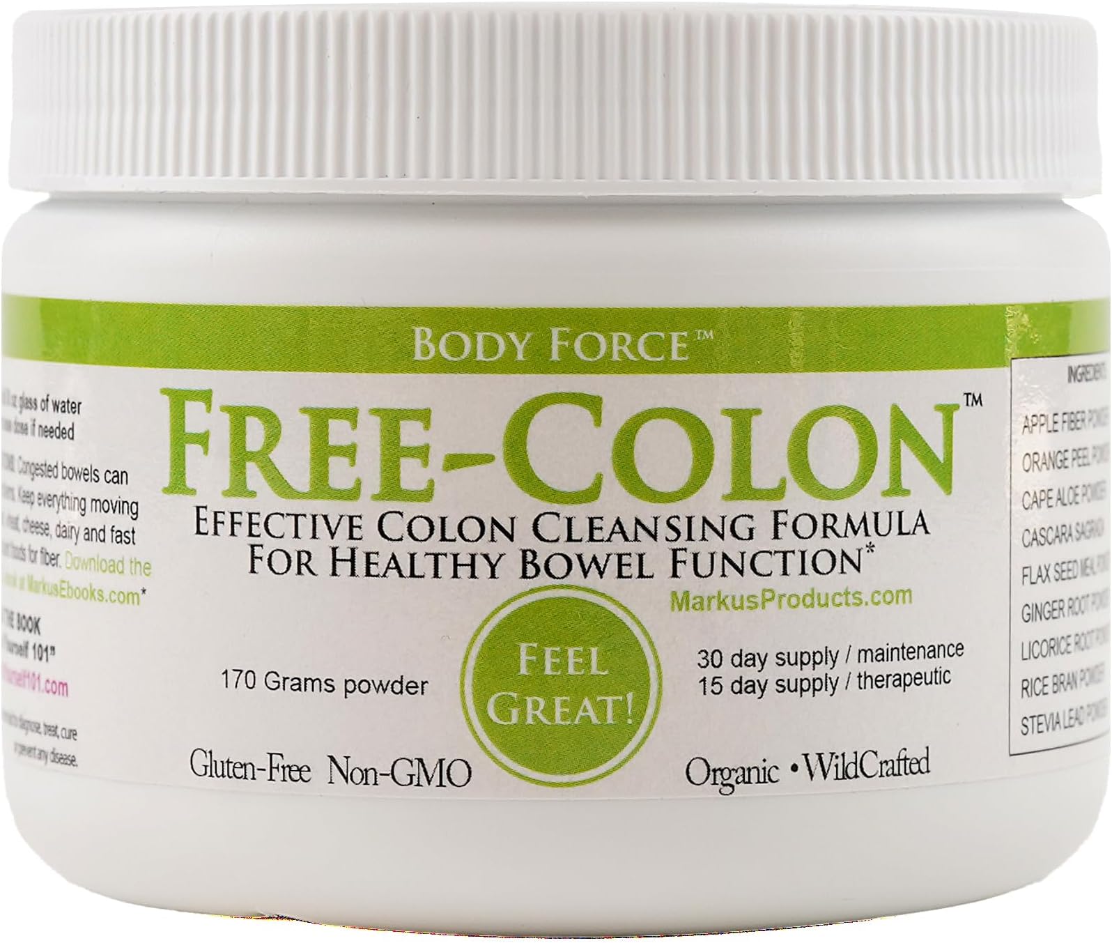 Colon Formula Powder by Markus- Comprehensive Colon Cleansing Formula - Fiber-Rich for Toxin Absorption - Aloe, Ginger, Citrus Flavonoids & Cascara Sagrada - Gentle & Effective Detoxification