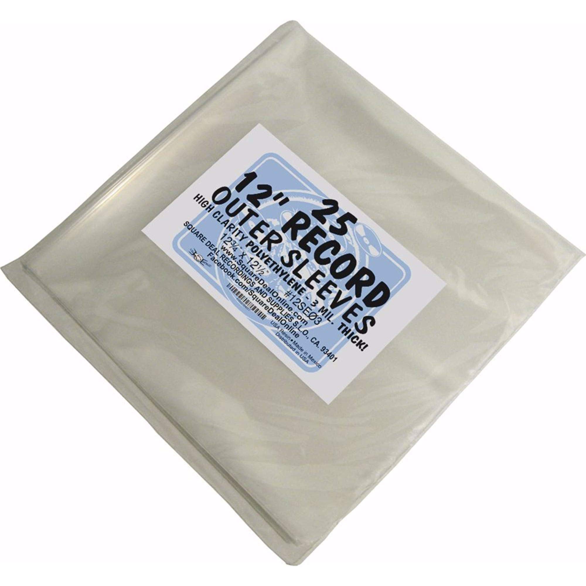 (25) 12" Record Outer Sleeves - INDUSTRY STANDARD 3mil Thick Polyethylene - 12 3/4" x 12 1/2"