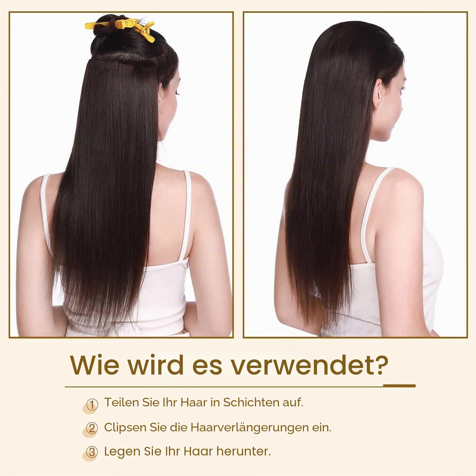 TESS Clip in Extensions Echthaar Blond Balayage 50 cm, Ein Stück Clip in Echthaar Haarverlängerung 5 Clips Remy Haar Extensions 50 g #18P613 Goldblond/Blond Extensions Clip in Echthaar