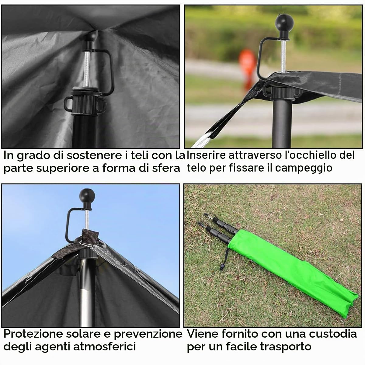 SANLIKE Verstellbare Zeltstangen Planenstangen, Strapazierfähig, für Outdoor-Überdachungen, Markisen, Ersatz, verdickte Campingstangen, 2er-Set