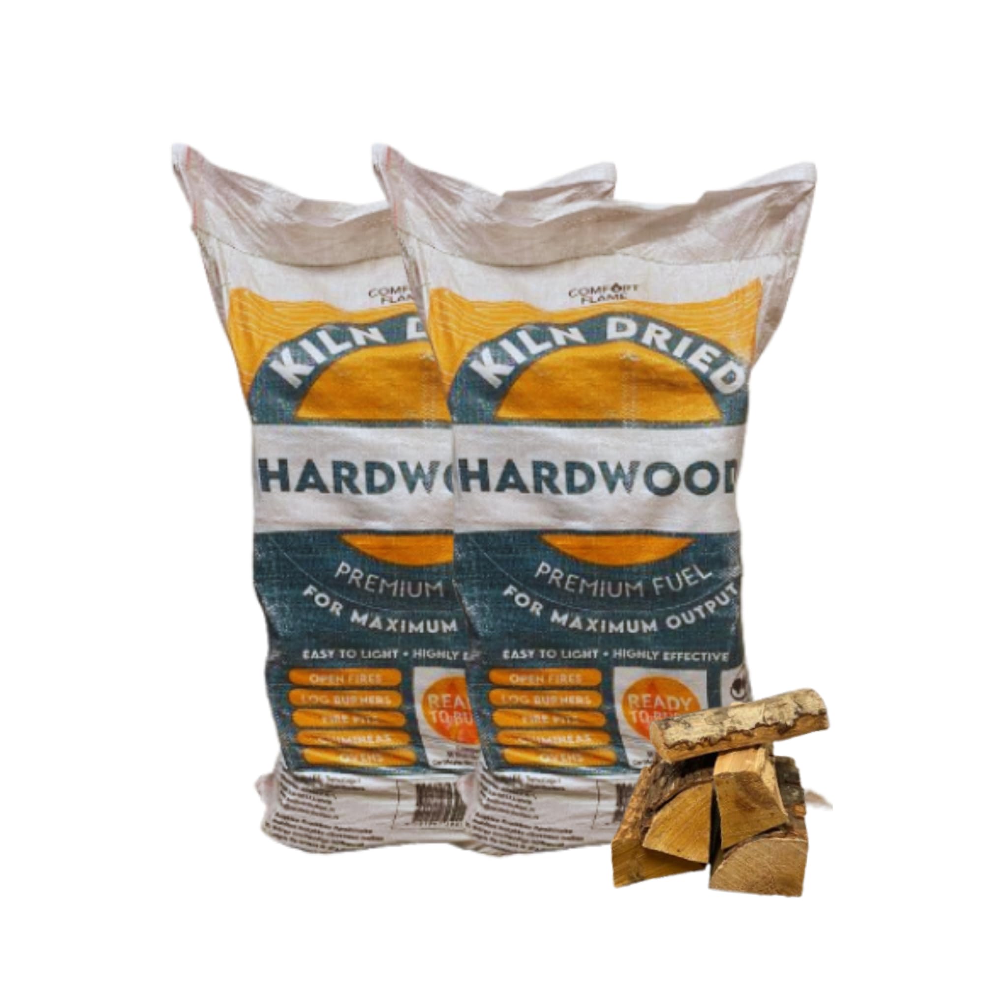 Amos Brown Kiln Dried Alder Hardwood Logs Boot Bag 60L – Ready To Burn Firewood For Open Fires, Log Burners, Fire Pits, Chimineas & Ovens – Premium Long Burning Low Smoke Logs (2 Bags - 120L)