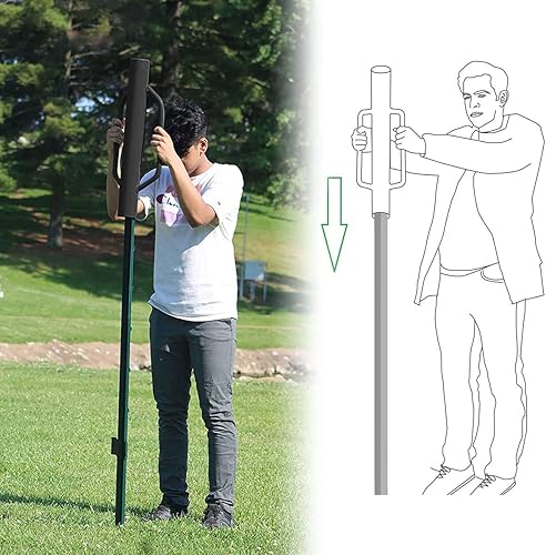 Miniatura 5 de Controlador de poste de valla de 34 libras con asas, resistente poste de libra, martillo de estaca de valla, excavador de agujeros de poste de valla