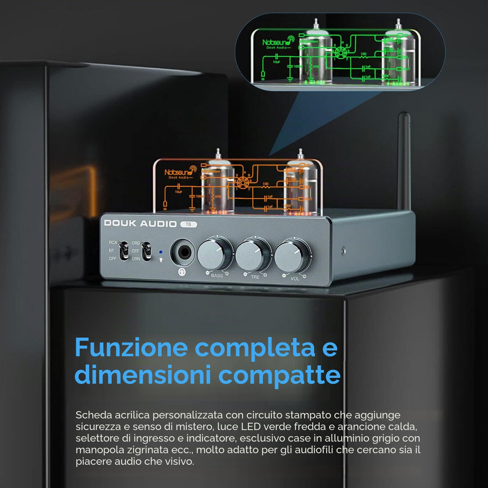 HiFi Bluetooth 5.1 Amplificatore tubo stereo amplificatore audio ricevitore tubi cuffie amplificatore 80 W × 2