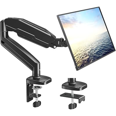 MOUNT PRO Single Monitor Desk Mount - Articulating Gas Spring Arm, Removable VESA Monitor Mount Computer Monitor Stand with Clamp and Grommet Base Fits 13 to 32 Inch Screen, VESA 75x75, 100x100, Black
