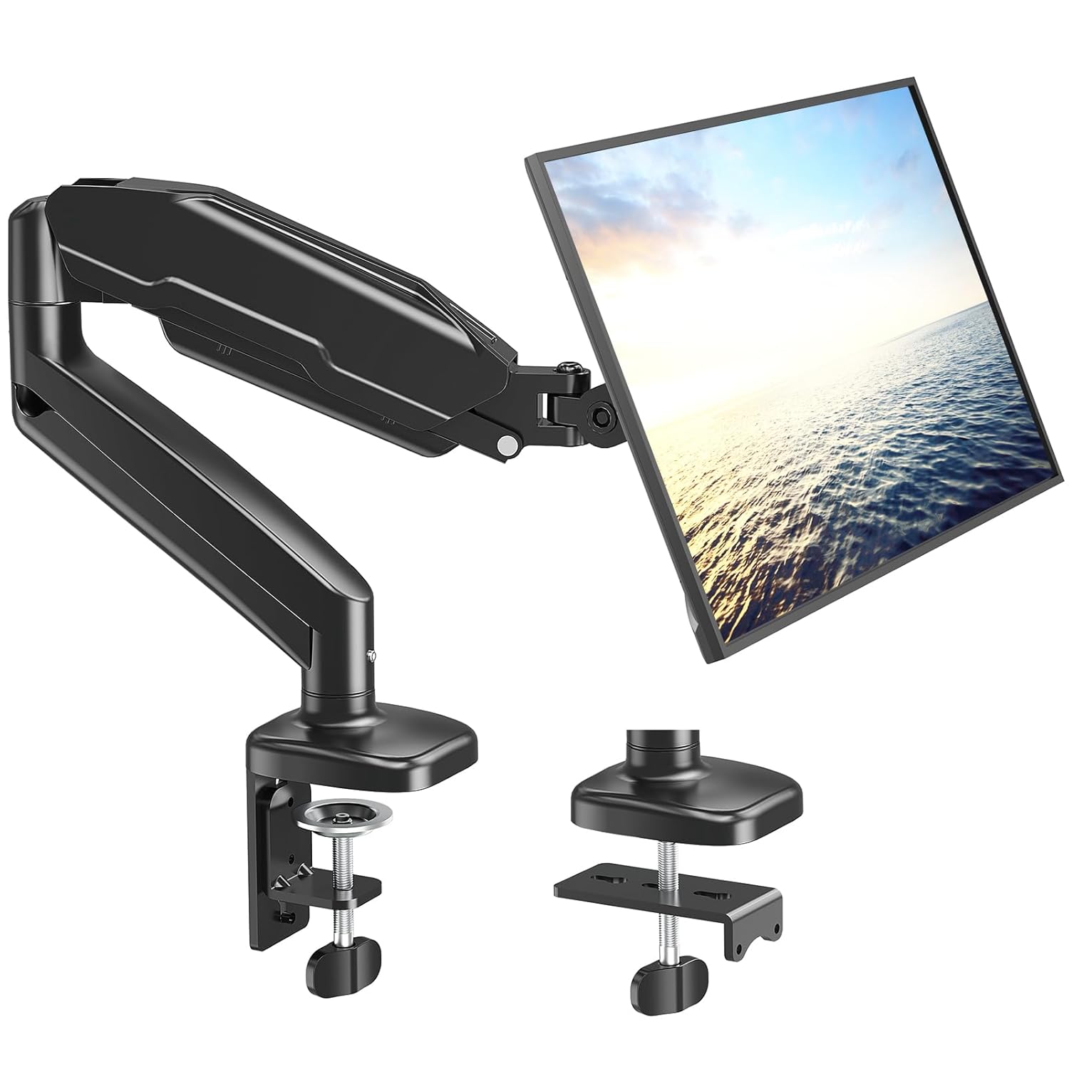 MOUNT PRO Single Monitor Desk Mount - Articulating Gas Spring Arm Removable VESA Monitor Mount Computer Monitor Stand