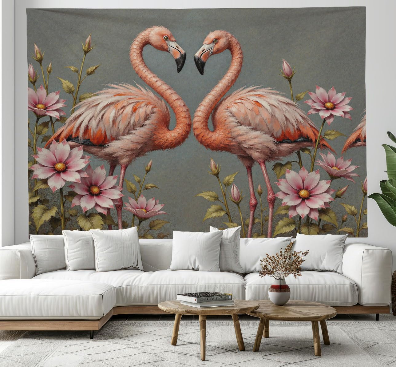 Tapiz decoración de interiores JRISEMECY 200x150cm, colcha de pared con flamencos 8