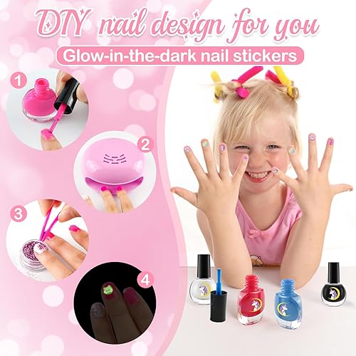 Miniatura 4 de Kit de maquillaje lavable y esmalte de uñas para niñas, juego de maquillaje para niños, juego de maquillaje de princesa, juego de maquillaje de