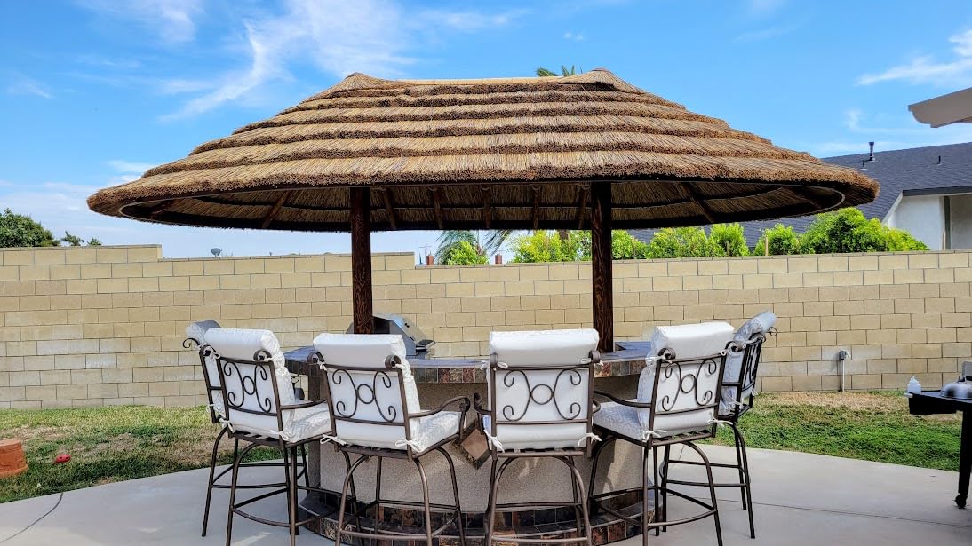 African Reed Thatch Palapa/Tiki Hut Roofing Panel/Shingle w/Clips - 31x18x1 Inches - 6 Pack, Yellow, Brown, Green