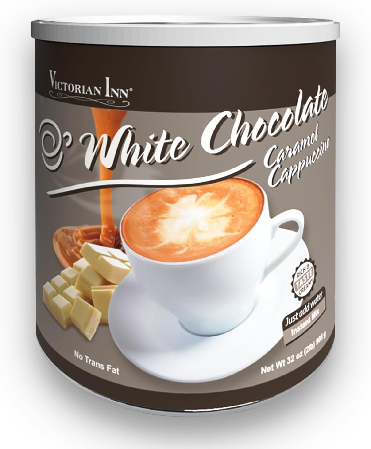 Instant Cappuccino - White Chocolate Caramel - Creamy & Delightful Coffee Mix - Great Hot, Cold, or Blended - Great as a Coffee Creamer - 2 Pound (Pack of 1)