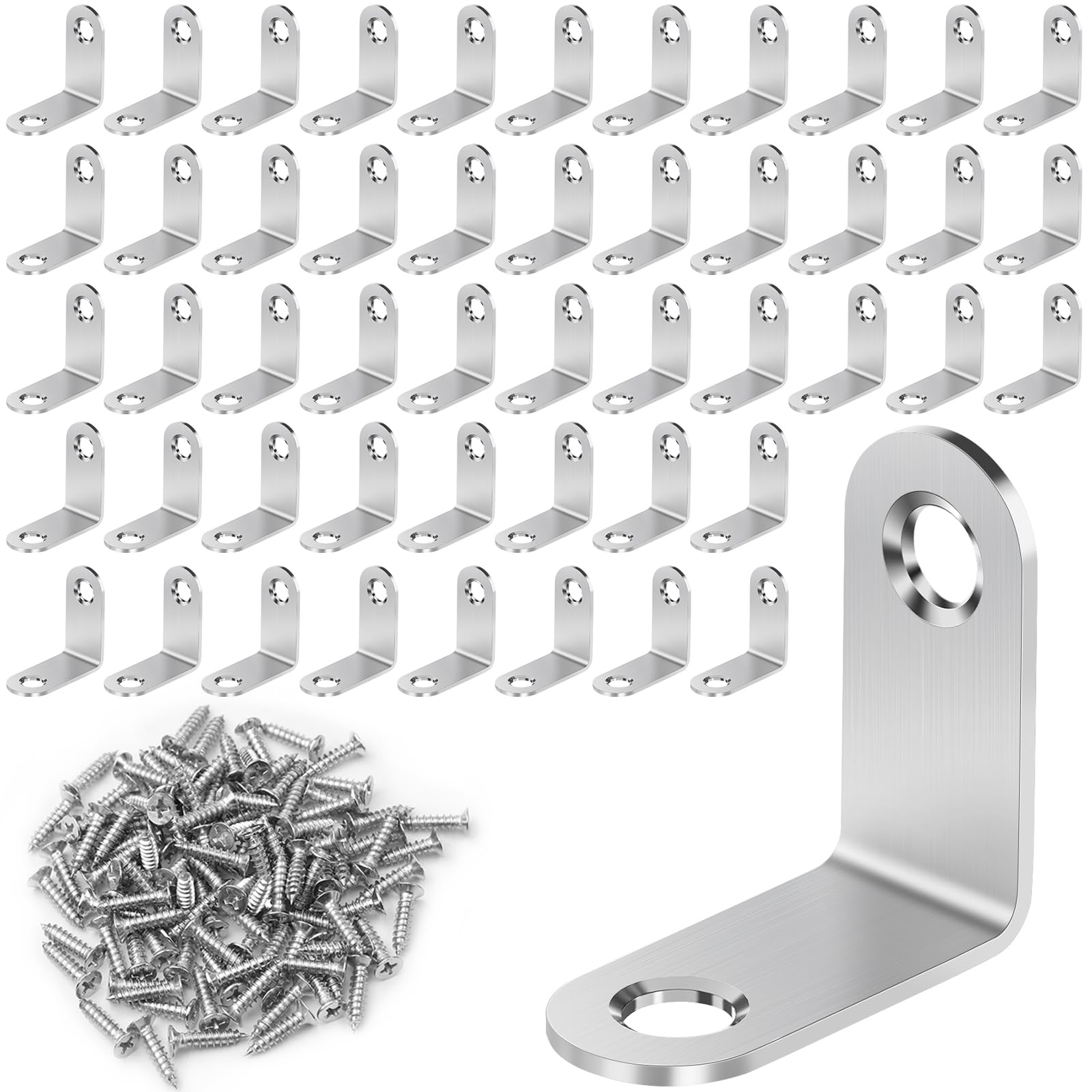 50 connettori angolari in acciaio inox, 30 x 30 mm, angolo in metallo a 90 gradi, in acciaio inox per costruzione di mobili e scaffali, connettori per legno fai da te