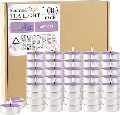 Howemon Velas Tealight  4 horas  200 paquetes gigantes  Velas de té blancas sin perfume sin humo para Shabat, bodas, Navidad, decoración del hogar