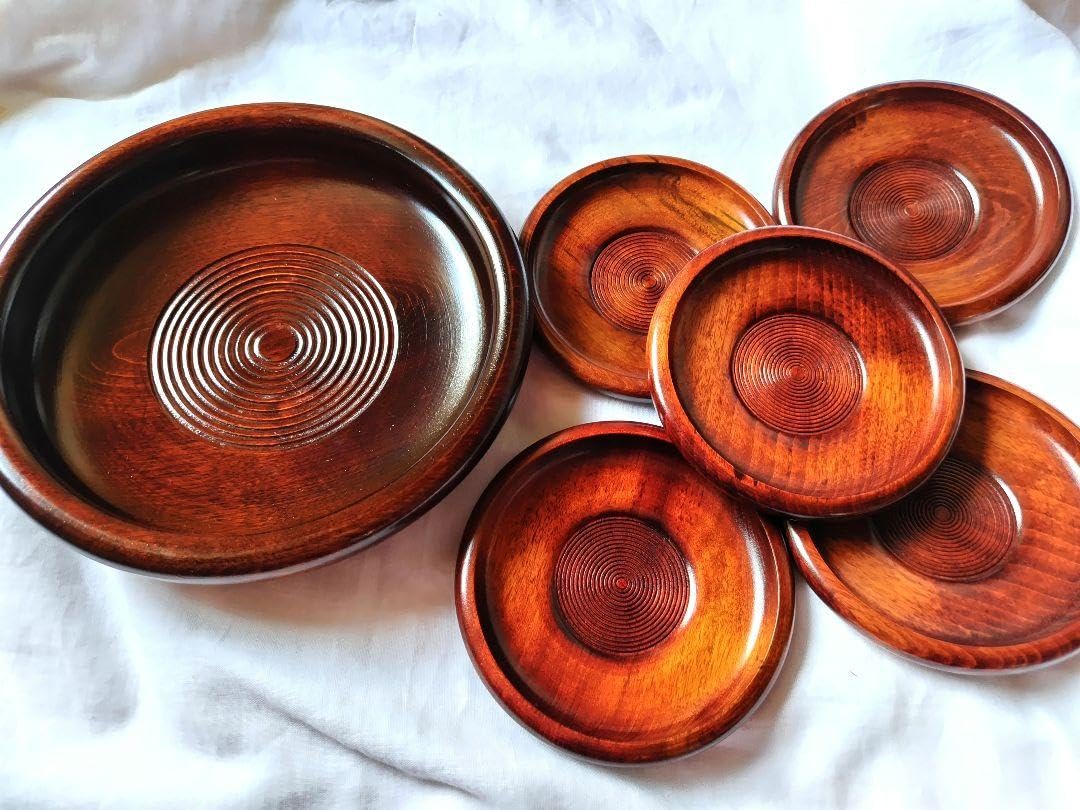 【新品】 山中漆器 盆、菓子鉢、菓子受け、茶托、セット 木箱入り 新品】 山中漆器 盆、菓子鉢、菓子受け、茶托、セット 木箱入り