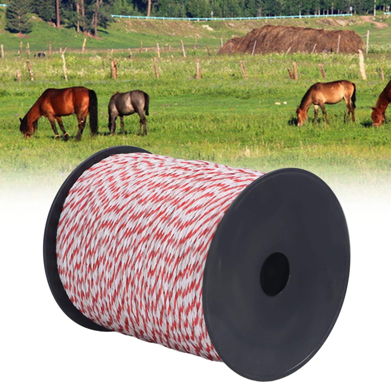 Elektrozaunseil, Polydraht Elektrozaun Weidezaunlitze Elektrischer Zaun Stromseil Draht Elektrozaunzubehör für Farm Ranch Pferde Rinder Schafe Hunde 500m