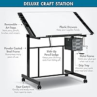 Vista 2 de Studio Designs - Estación de manualidades de lujo, mesa de dibujo ajustable en la parte superior, mesa de dibujo, mesa de pasatiempos, escritorio