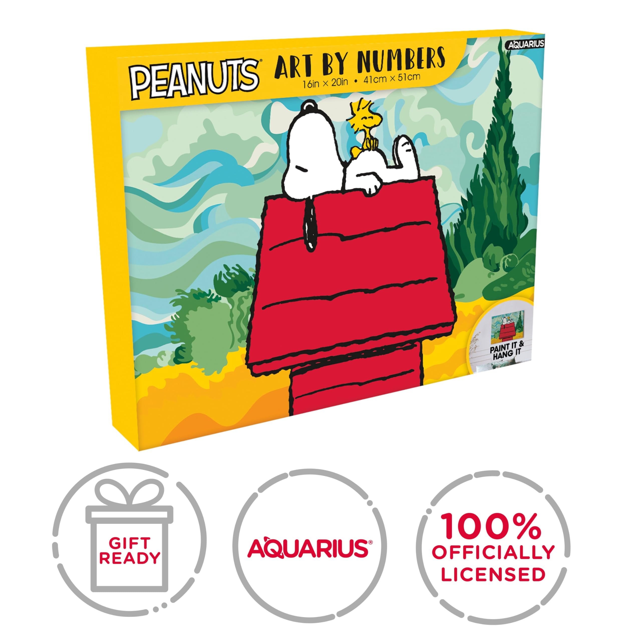 AQUARIUS Peanuts Snoopy Art by Numbers - 16 x 20 inches Peanuts Themed Paint by Number for Adults & Kids - DIY Color by Number Paint Kit for Beginner - Officially Licensed