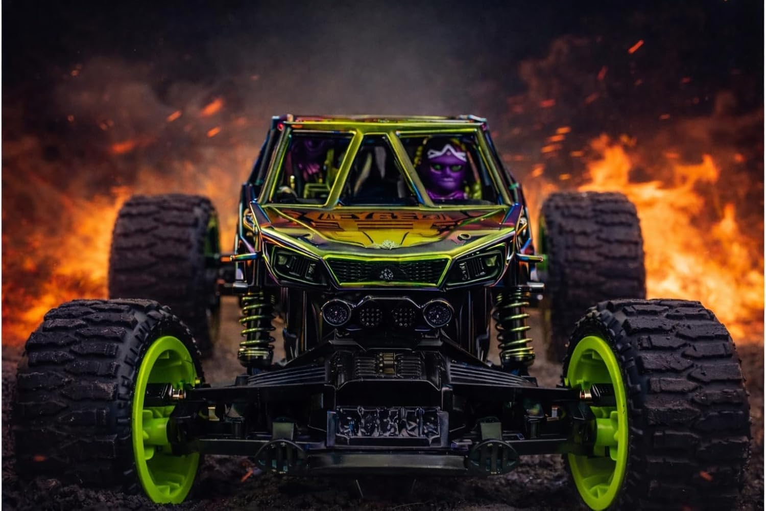 PB Prime Brands Rechargeable Remote Control Rock Crawler Car with Smoke Effect, 2.4GHz RC Off-Road Truck, 60FT Control Range, USB Type-C Charging 2WD (Green) 2