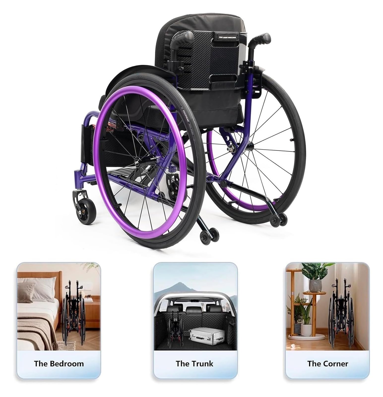 Silla de ruedas portátil de transporte, plegable, ultraligera, deportiva, deportiva, deportiva y de ocio, silla de ruedas manual de aleación de aluminio autopropulsada (rojo A, ancho del asiento: 36