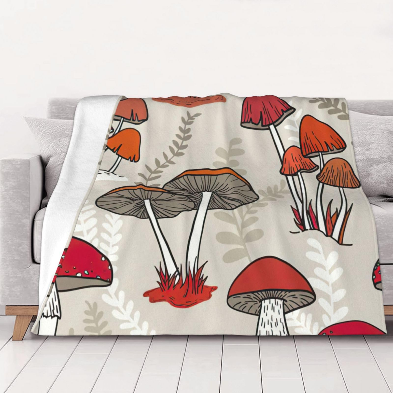 Couverture flanelle champignons pour vos soirées cocooning